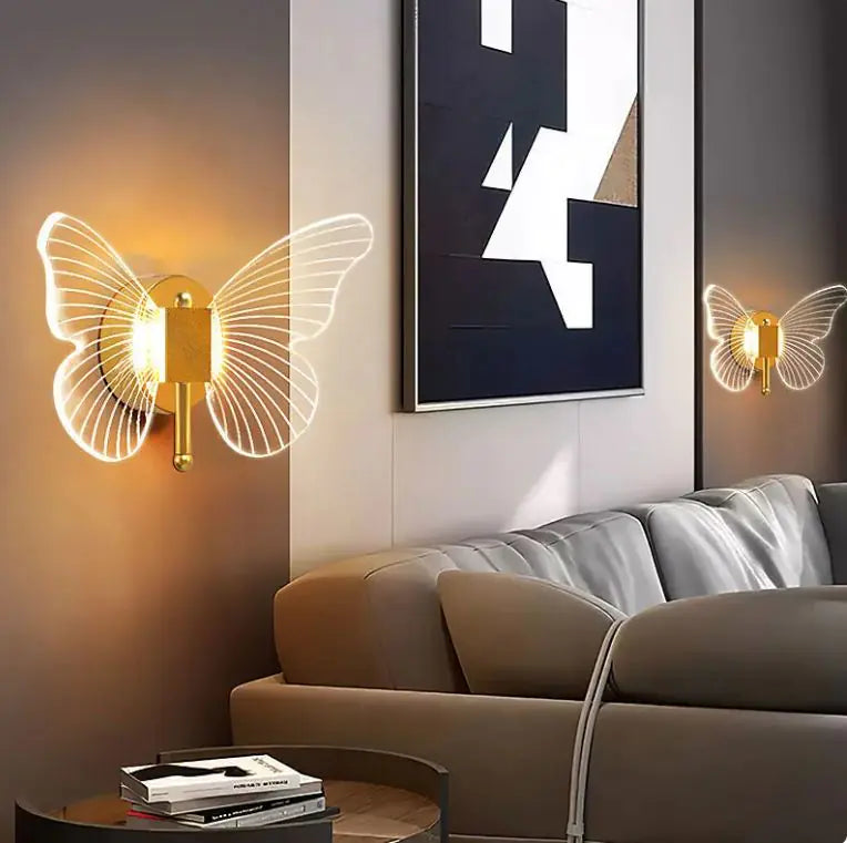 Luxury Butterfly Wall Lamp Bedside Warm Decoration