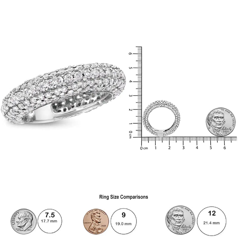 14K White Gold Diamond Cluster Band Ring