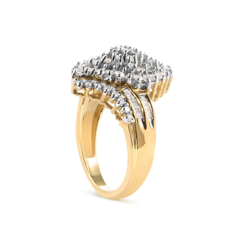 Perfect Engagement Gift: 10k Gold Diamond Cluster Ring