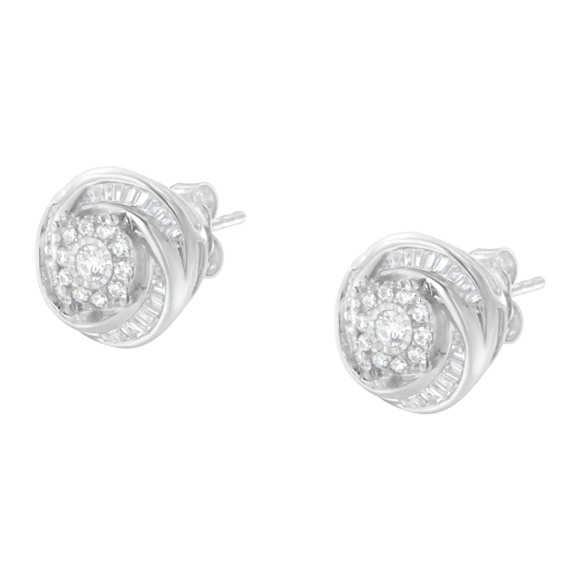 Sterling Silver Diamond Love Knot Earrings 
