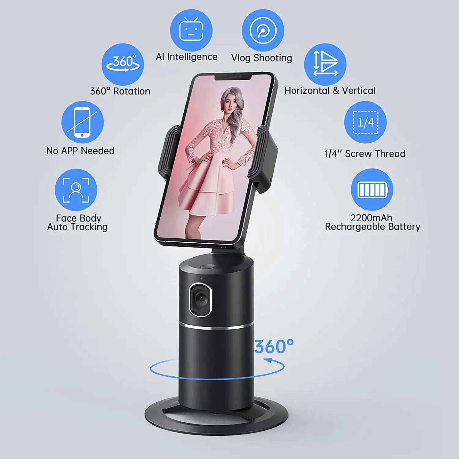 AI Smart Selfie 360° Tracker Perfect Selfies&Video Made Easy
