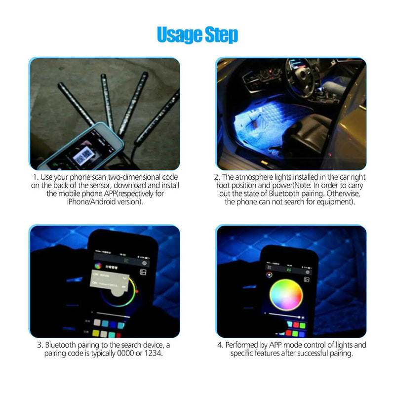 Car Interior Atmosphere Light-Strip Bar Bluetooth Control