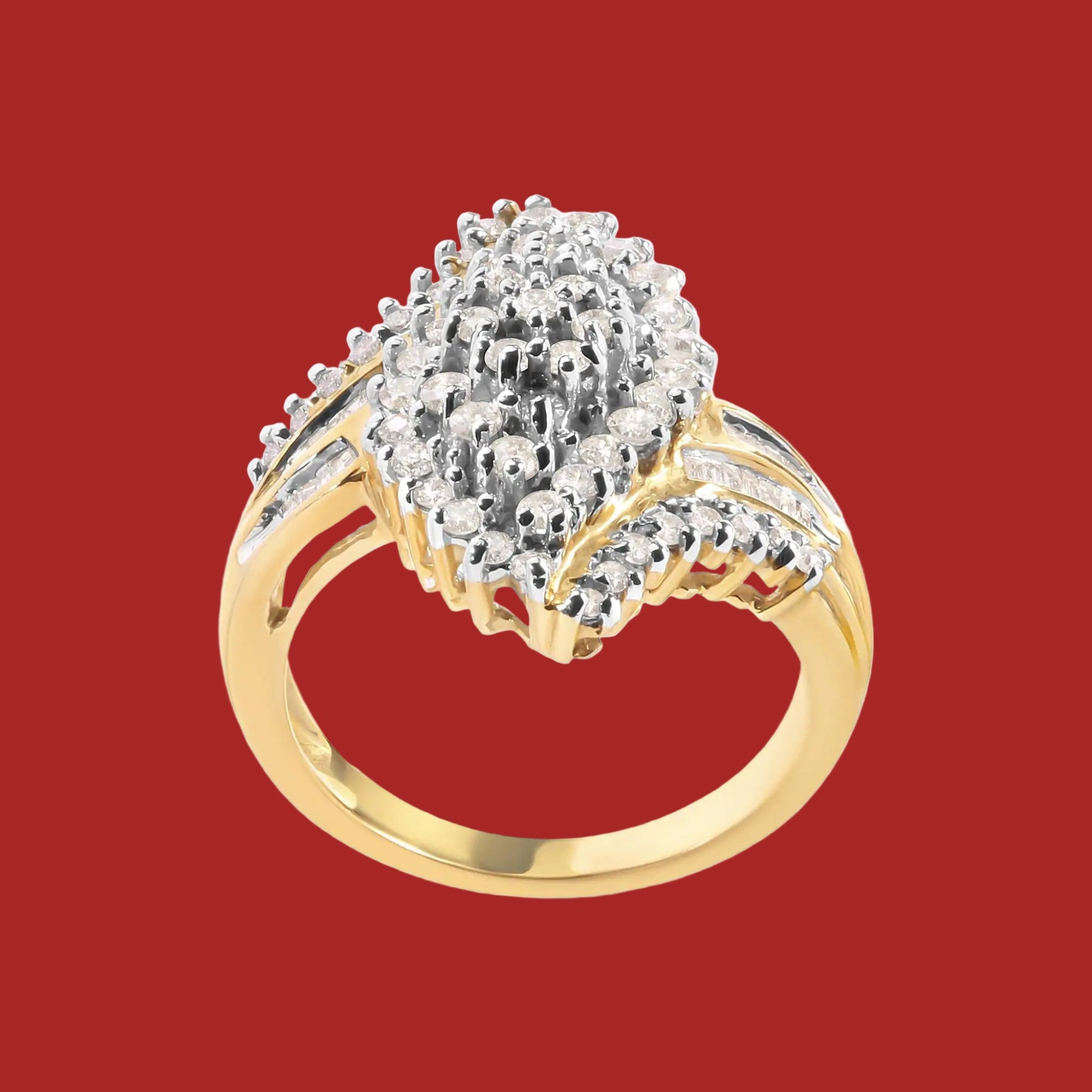 10K Gold Diamond Cluster Engagement Ring – Elegant Gift