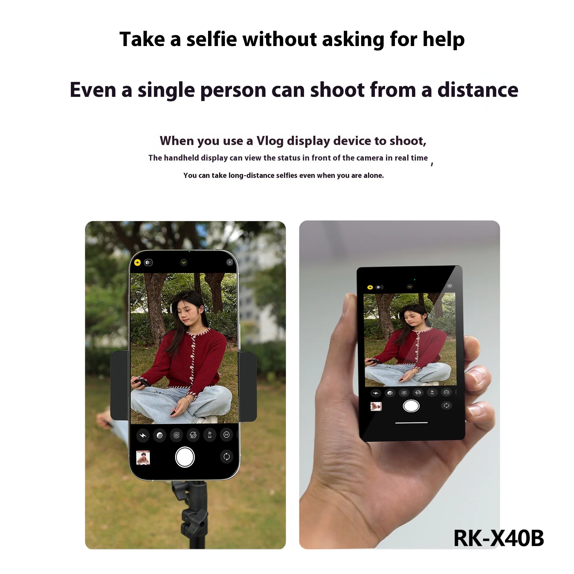Wireless Selfie Device with Magnetic Charging & - Monitoring