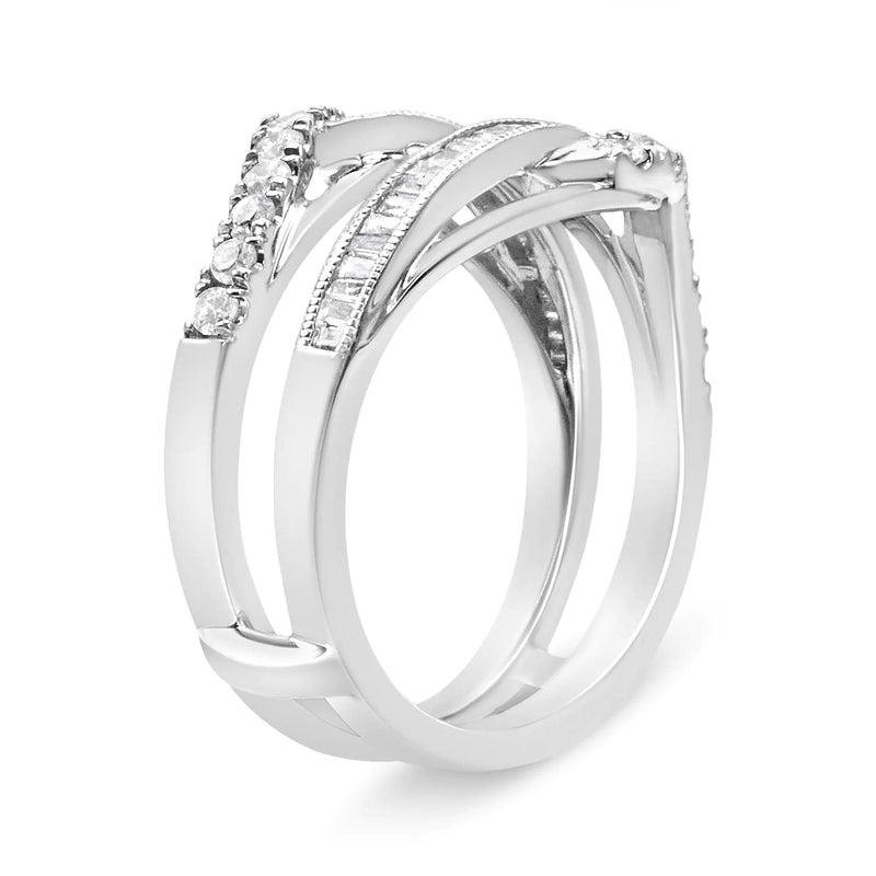 14K White Gold Invisible-Set Diamond Wrap Ring