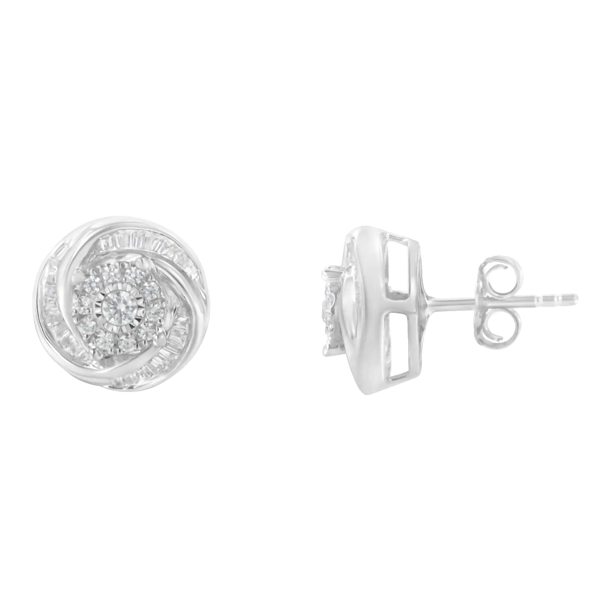 Sterling Silver Diamond Love Knot Earrings 