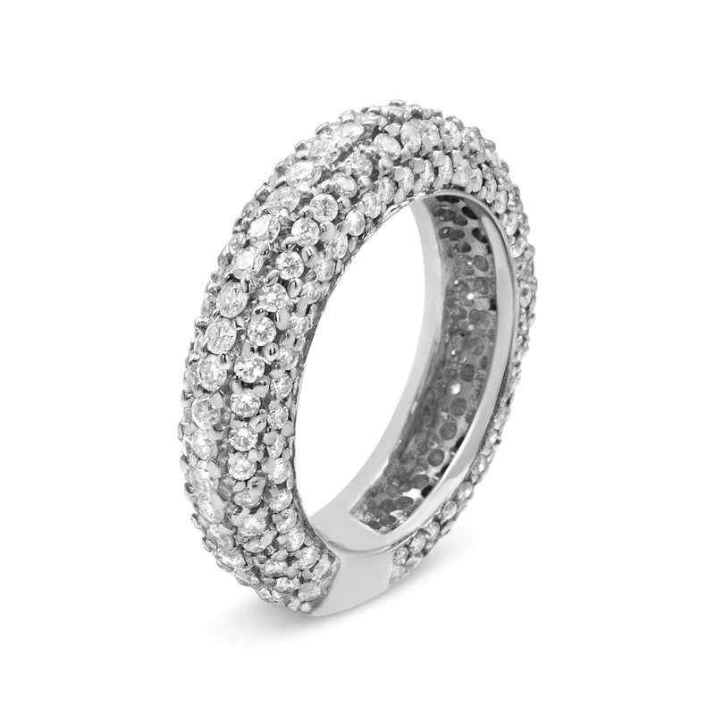 14K White Gold Diamond Cluster Band Ring