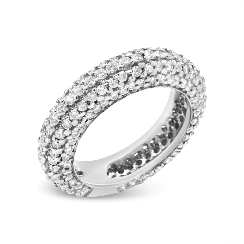 14K White Gold Diamond Cluster Band Ring