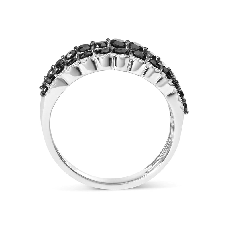 Black and white-Sterling Silver Ring with Diamonds