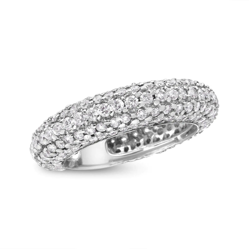 14K White Gold Diamond Cluster Band Ring