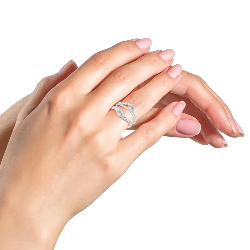 14K White Gold Invisible-Set Diamond Enhancer Wrap Ring