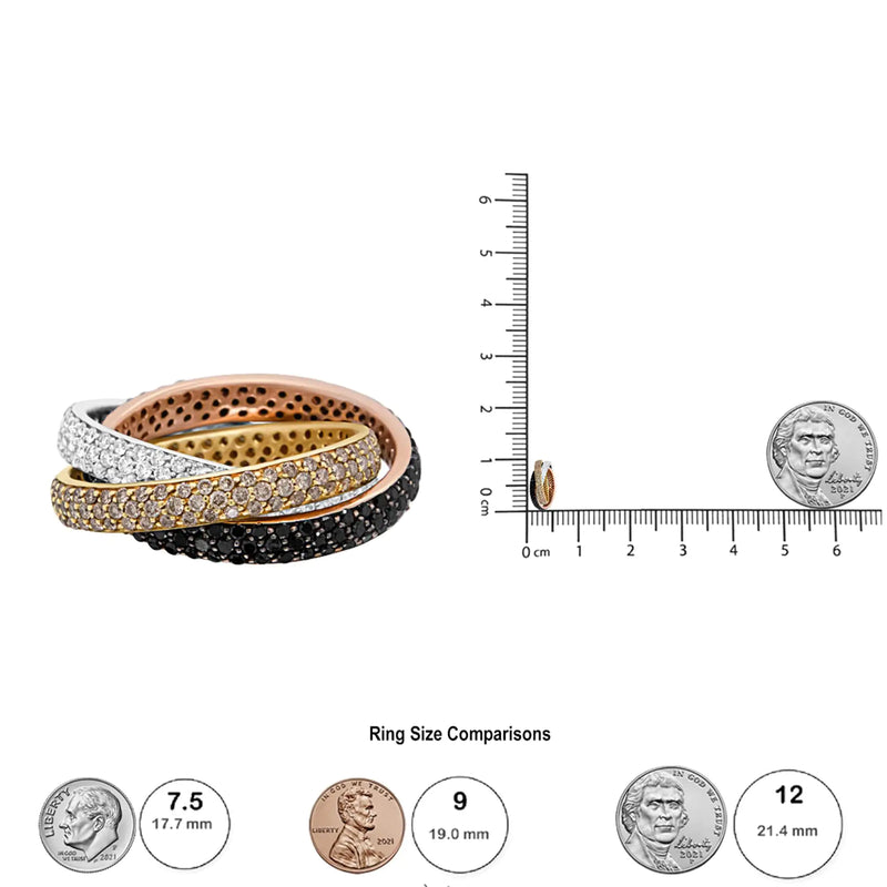 18K Gold Diamond Interlocking Stackable Band Ring Set