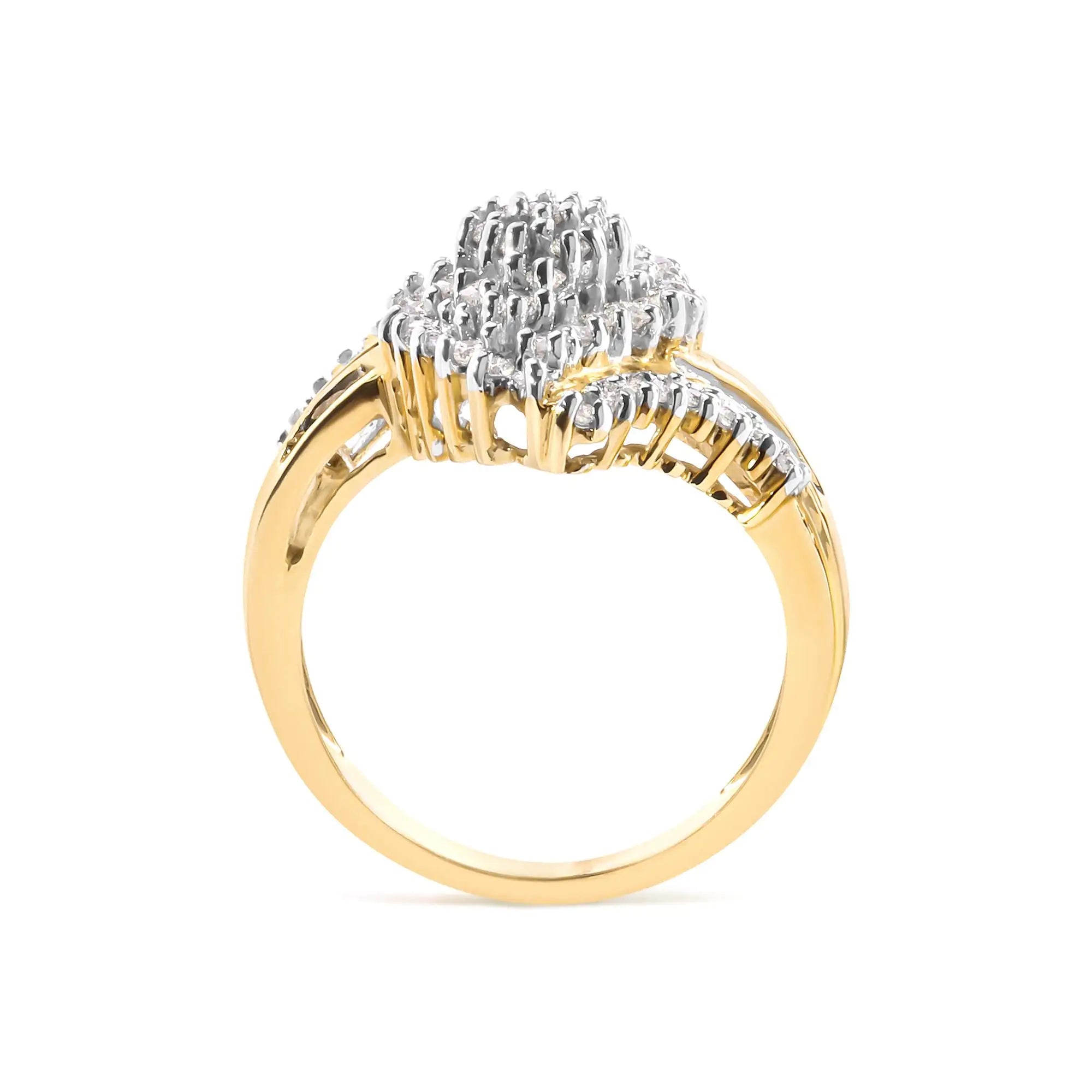 10K Gold Diamond Cluster Engagement Ring – Elegant Gift