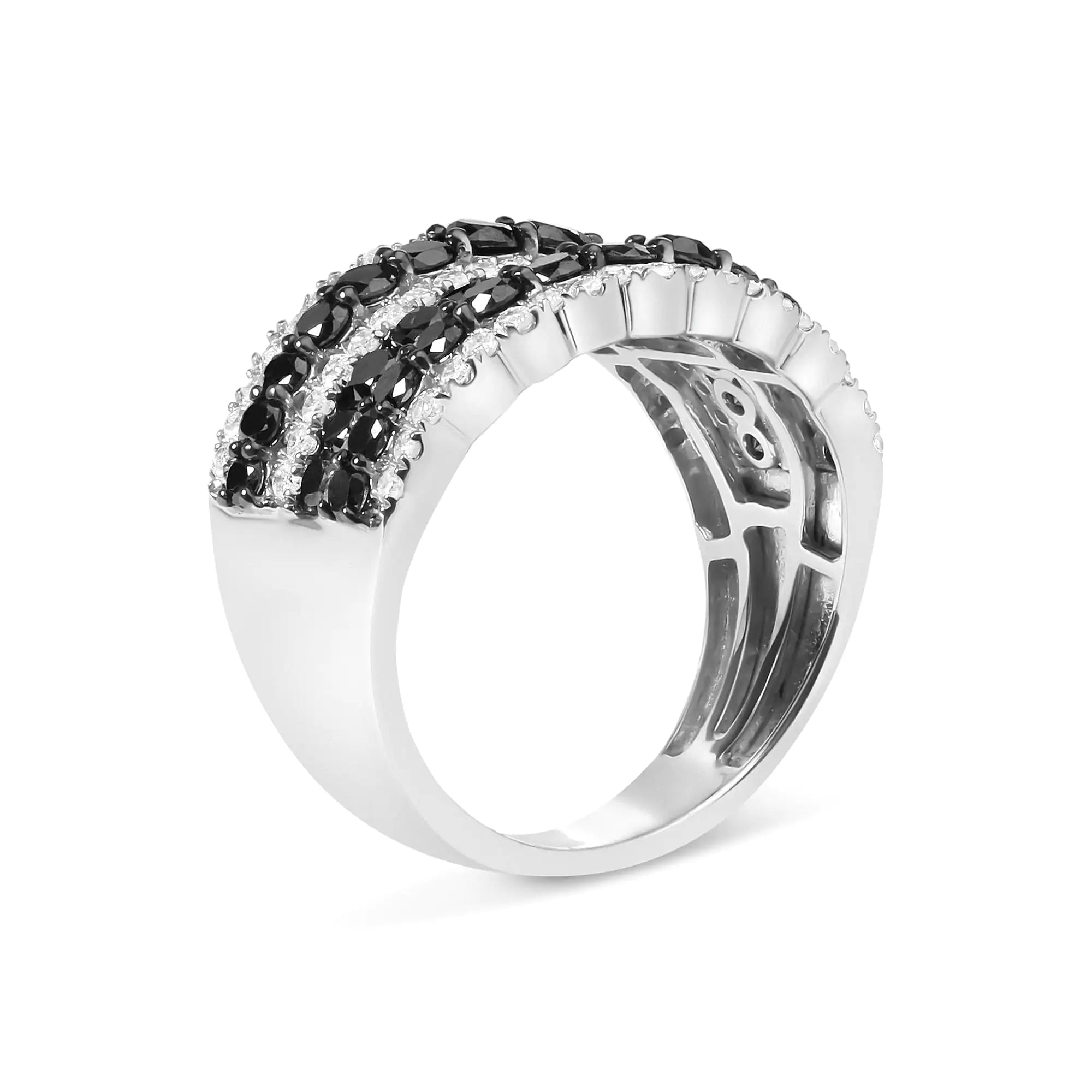 Black & White Sterling Silver Diamond Ring– Elegant & Modern