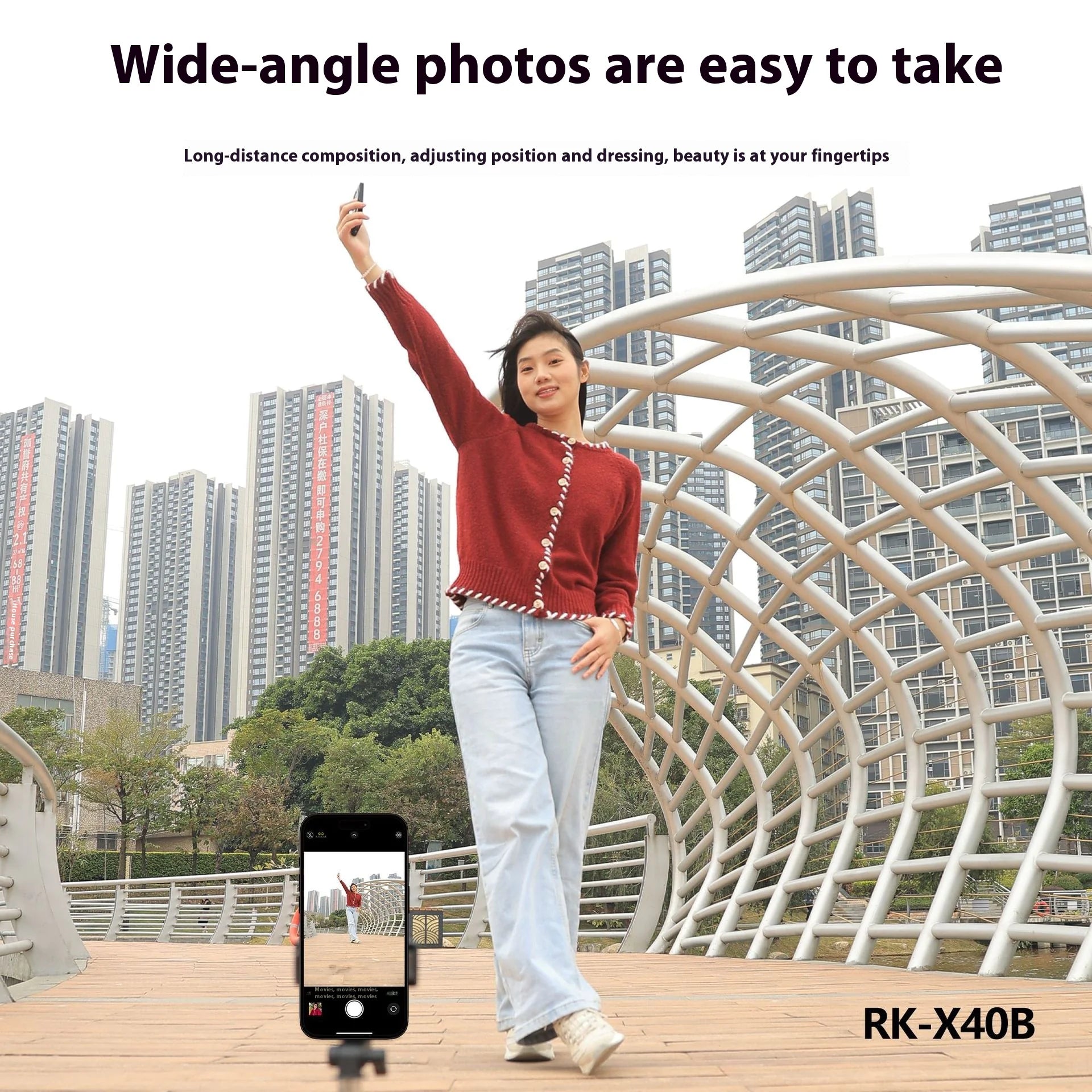 Wireless Selfie Device with Magnetic Charging & - Monitoring