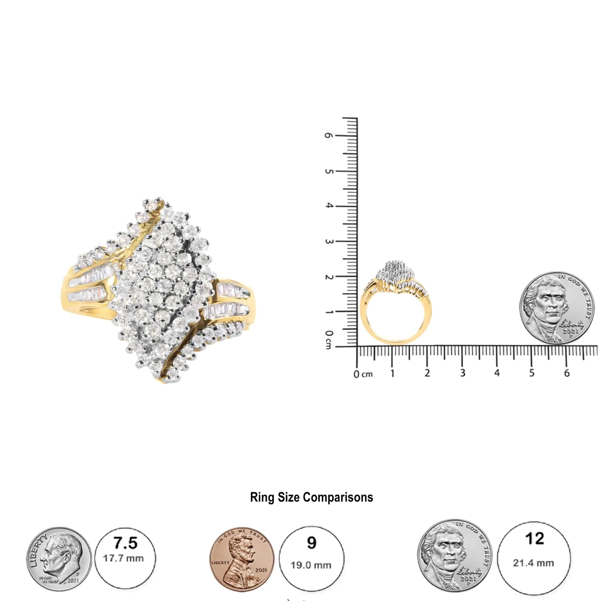 10K Gold Diamond Cluster Engagement Ring – Elegant Gift