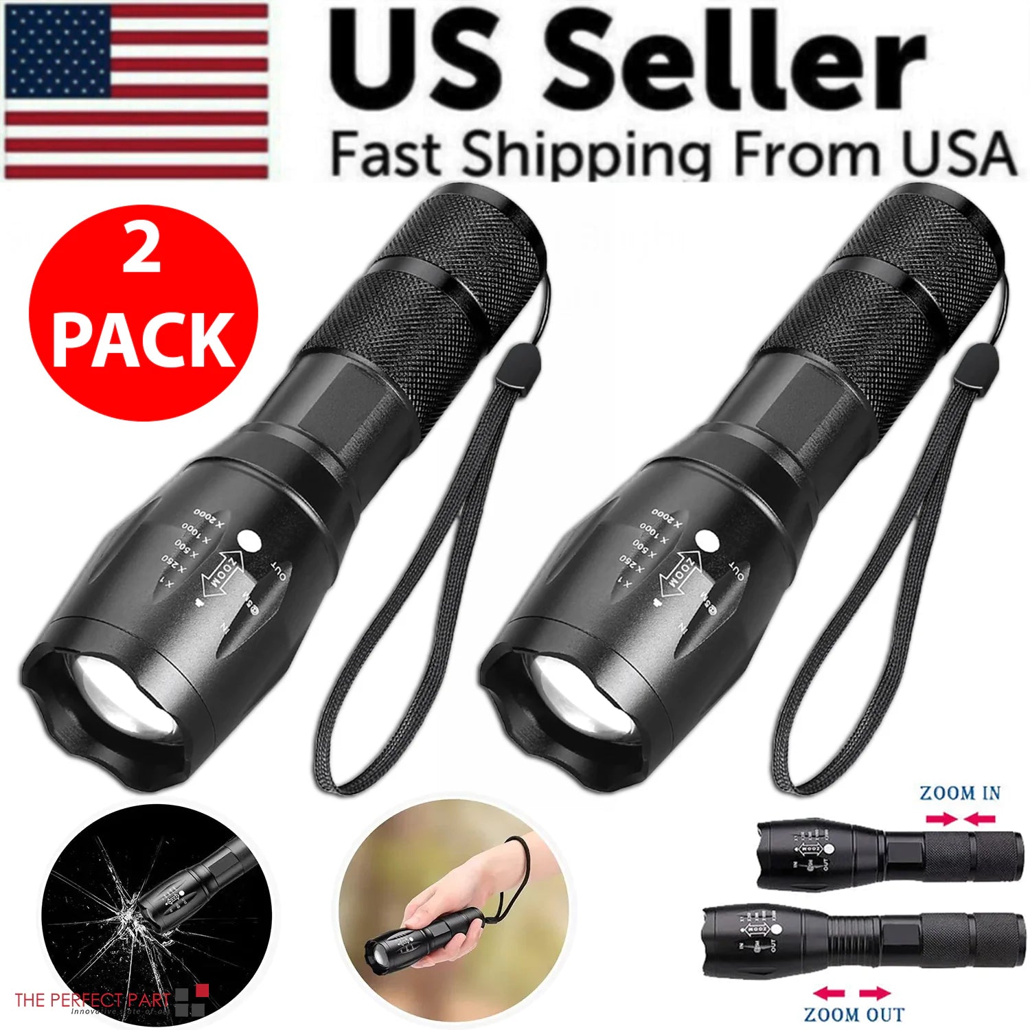 Super Bright 90000LM LED Tactical Flashlight