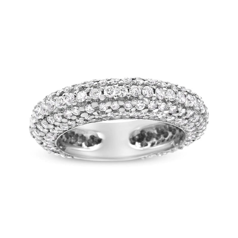 14K White Gold Diamond Cluster Band Ring