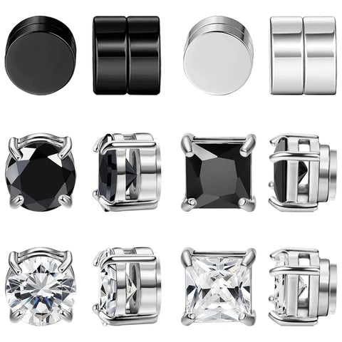 UNISEX-NEWITIN 6 Pairs Stainless Steel Magnetic Earrings