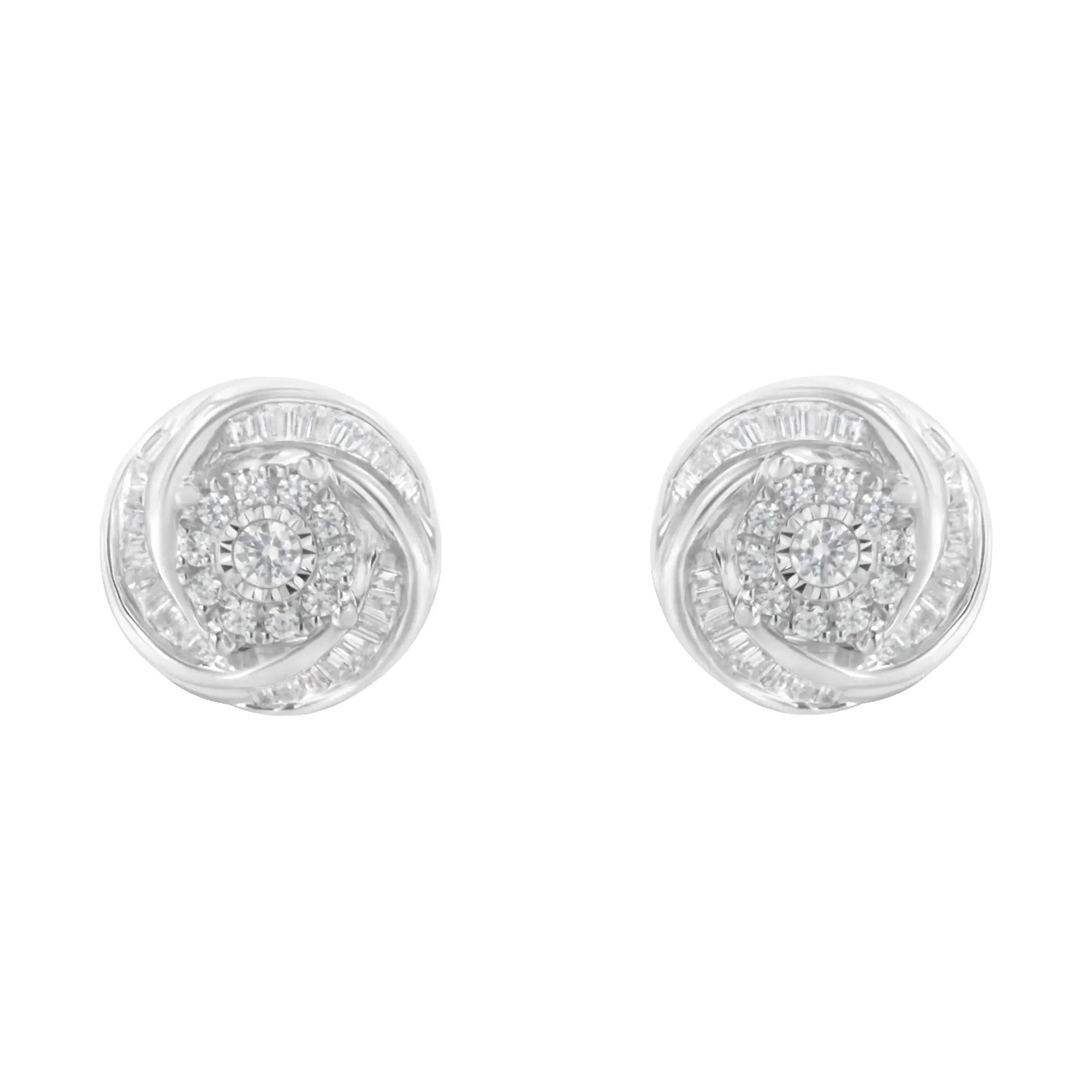 Sterling Silver Diamond Love Knot Earrings 