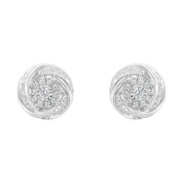 Sterling Silver Diamond Love Knot Earrings 