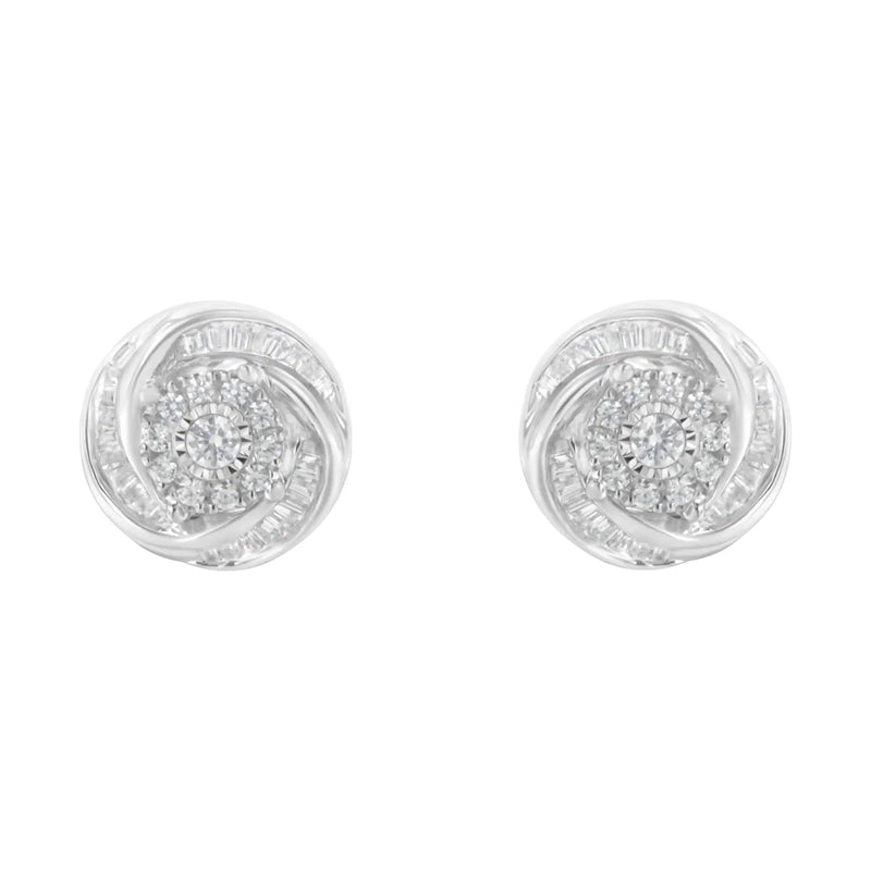 Sterling Silver 3/4 Cttw Round Diamond Love Knot Earring