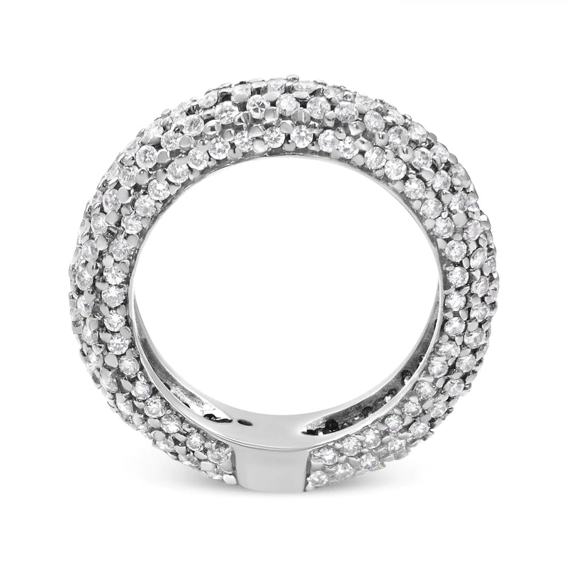 14K White Gold Diamond Cluster Band Ring
