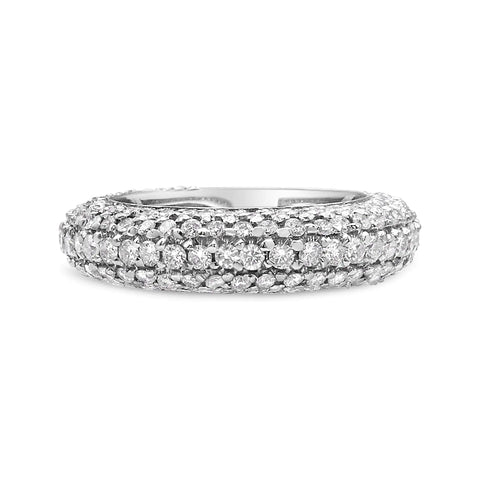 14K White Gold Diamond Cluster Band Ring